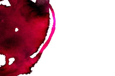 Beyaz arka plan üzerinde Soyut doku fırça mürekkep arka plan pembe aquarell suluboya sıçrama boya. Soyut mor mürekkep tasarımı. Modern suluboya elemanı. Duygusal sanat, ıslak teknik.  