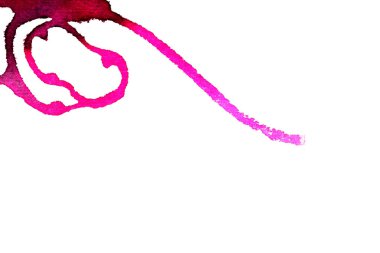 Beyaz arka plan üzerinde Soyut doku fırça mürekkep arka plan pembe aquarell suluboya sıçrama boya. Soyut mor mürekkep tasarımı. Modern suluboya elemanı. Duygusal sanat, ıslak teknik.  