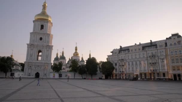 Jib Stil Påbrå Sofiyivska Square Kiev Med Sophia Cathedral Bakom — Stockvideo