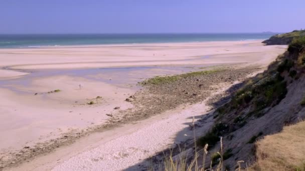 Τηγάνι Hayle Παραλία Porthkidney Παραλία Και Ives Της Κορνουάλης Πυροβόλησε — Αρχείο Βίντεο