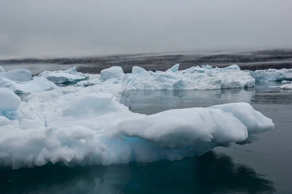 Icebergs Azuis Fiorde Narsuaq Groenlândia — Fotografia de Stock