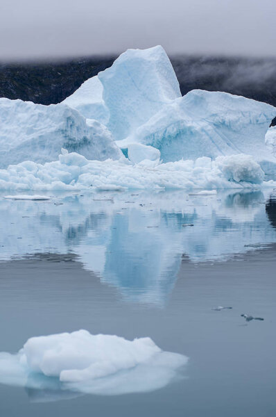 The blue icebergs of Narsusuaq Fjord in Greenland