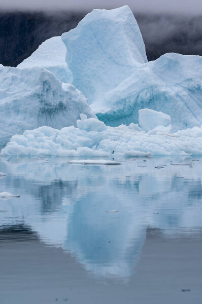 The blue icebergs of Narsusuaq Fjord in Greenland