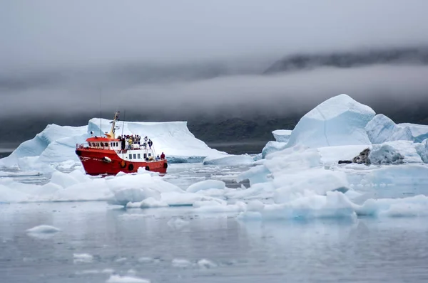 Icebergs Azuis Fiorde Narsuaq Groenlândia — Fotografia de Stock