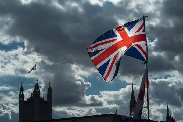 Union Jack Bandera George Ondean Sobre Puesto Souvenirs Westminster Bridge —  Fotos de Stock