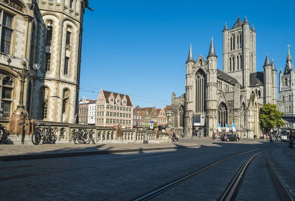 Uma Bela Manhã Verão Seção Medeival Ghent Bélgica — Fotografia de Stock