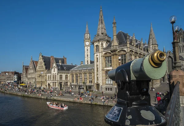 Ein Schöner Spätsommertag Graslei Dem Alten Mittelalterlichen Teil Von Ghent — Stockfoto