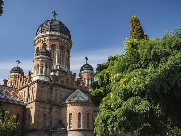 Kule Chernivtsi Ulusal Üniversitesi Chernivtsi Ukrayna sonbahar ağaçları ile kubbeli