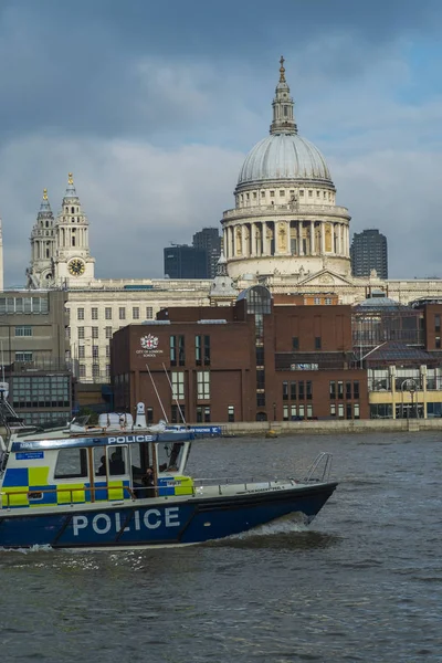 View Pauls Cathedral Southbank River Traffic — Stock Photo, Image