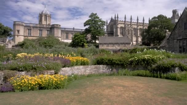 Pan Través Christ Church College Jardines Tomado Broad Walk Oxford — Vídeos de Stock