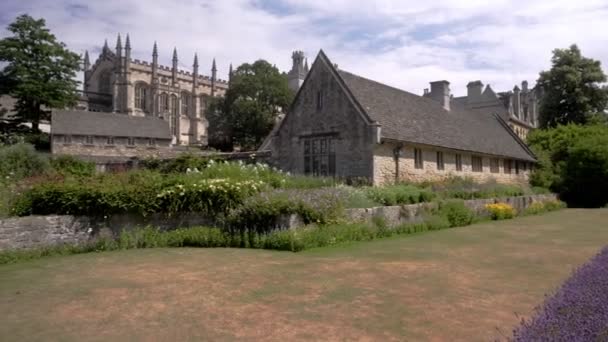 Pan Całej Christ Church College Ogrodów Zaczerpnione Broad Walk Oxford — Wideo stockowe