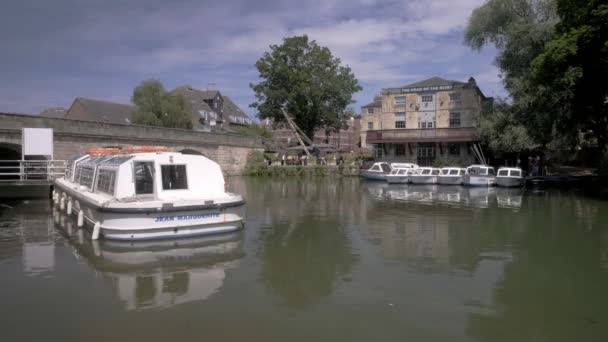 Clip Statique Folly Bridge Bateaux Sur Tamise Oxford — Video