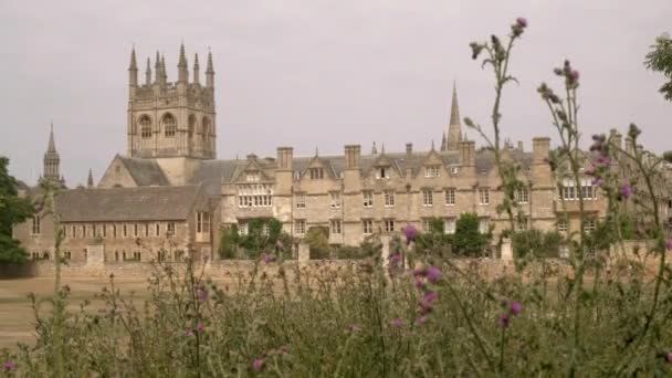 Statyczny Strzał Długimi Ostrzami Merton College Oxford — Wideo stockowe