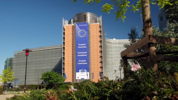 Bruxelles Belgique Avril 2019 Clip Statique Devant Bâtiment Berlaymont Commission — Video