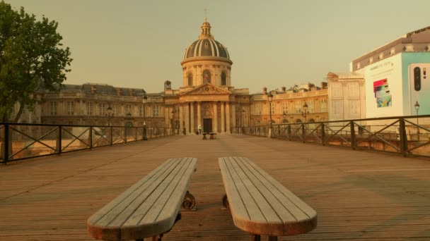 París Francia Abril 2019 Bajo Plano Pont Des Arts Institut — Vídeos de Stock
