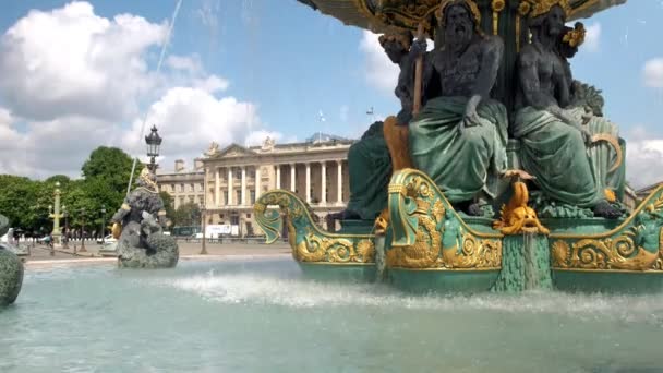 Clip Estático Estatuas Fuente Los Ríos Plaza Concordia París — Vídeos de Stock