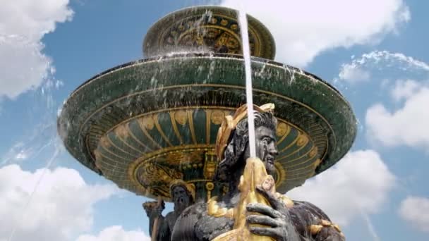 Klip Paris Place Concorde Rivers Çeşmenin Üstüne Bakarak Fransa — Stok video