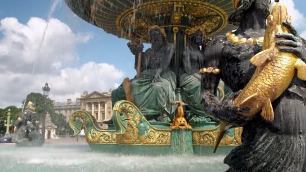 Paris France Mai 2019 Kamera Dias Passieren Ornamente Des Springbrunnens — Stockvideo