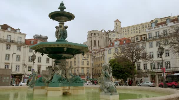 Lizbon Portekiz Mayıs 2019 Lizbon Geçen Insanlar Arabalar Gibi Rossio — Stok video
