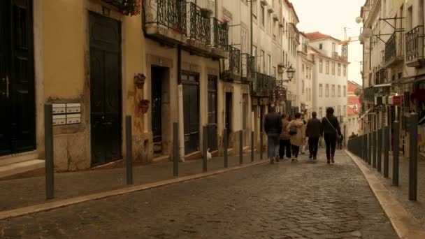 Lisboa Portugal Maio 2019 Estilo Guindaste Subir Turistas Descendo Rua — Vídeo de Stock