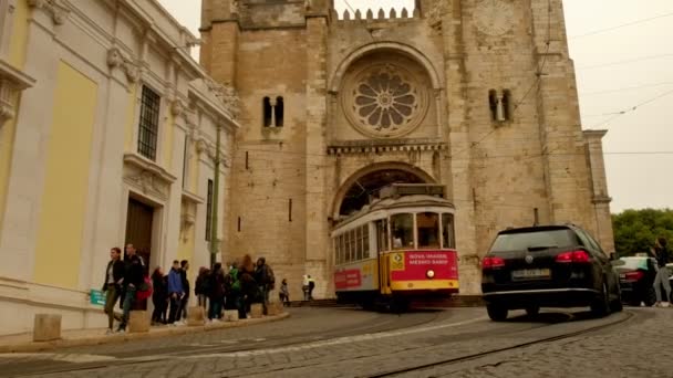 Lisboa Portugal Maio 2019 Estilo Guindaste Subir Eléctrico Típico Velho — Vídeo de Stock
