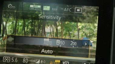 Yüksek Iso ayarlandıkça kamera Lcd ekranının yakın çekimi.