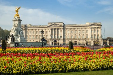 Spring flowers in front of Buckingham Palace clipart