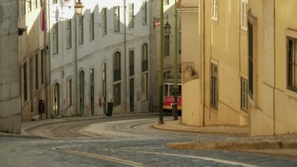 Λισαβόνα Πορτογαλία Μαΐου 2019 Τηλεοπτικό Κλιπ Από Κίτρινη Διαδρομή Τραμ — Αρχείο Βίντεο