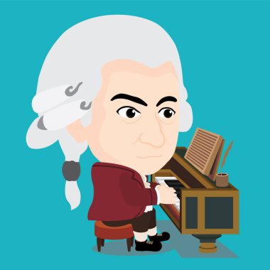 Wolfgang Amadeus Mozart playing Piano clipart