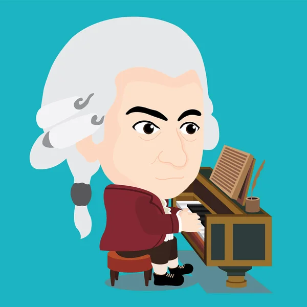 Wolfgang Amadeus Mozart Gra Fortepianie — Wektor stockowy