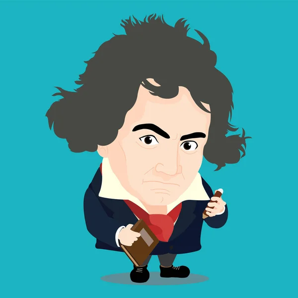 Lindo Personaje Ludwig Van Beethoven — Vector de stock