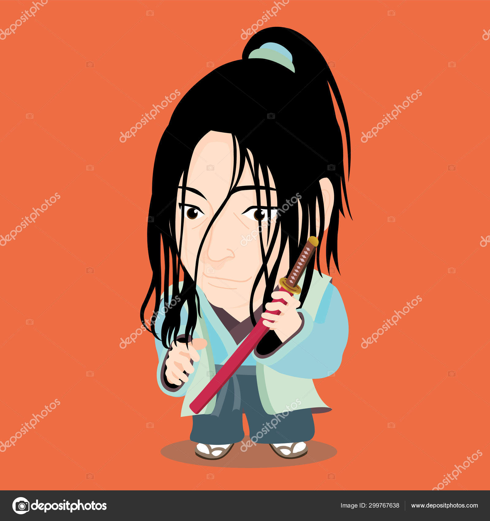 Cute Cartoon Character Sasaki Kojiro Stock Vector C 3pstudio