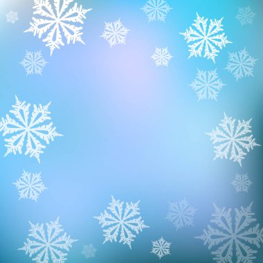 Kış mavi arka plan afiş bokeh ışıklar ve reklam için kar taneleri ile. metin için yer. vektör çizim