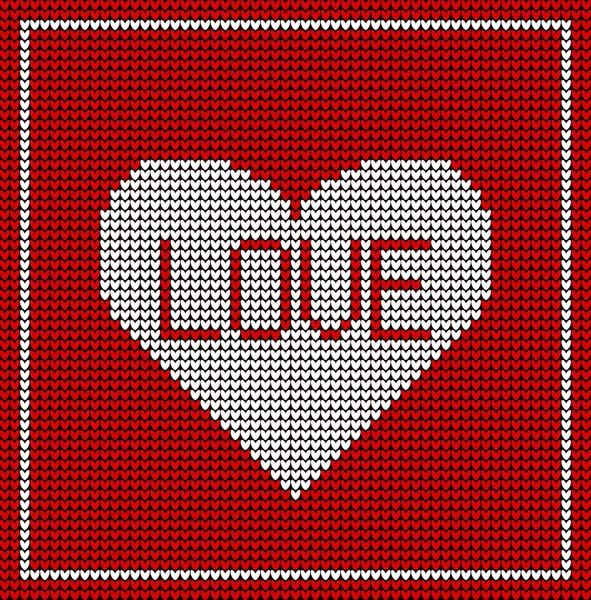 Jantung Rajutan Dengan Tulisan Love Konsep Hari Pernikahan Dan Valentine - Stok Vektor