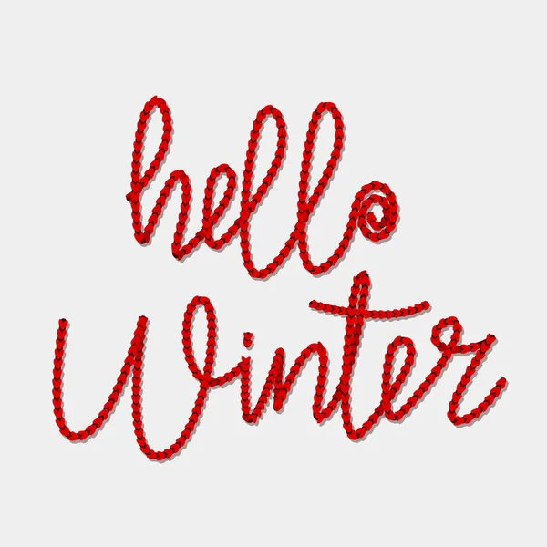 Texto Punto Hola Invierno Hilos Rojos Concepto Vacaciones Invierno Ilustración — Archivo Imágenes Vectoriales