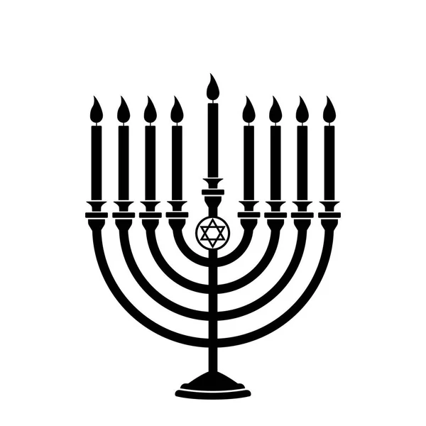 Hanukkah Menorah Candles Star David — Stock Vector