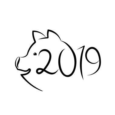 Geleneksel Çince Zodyak işareti yıl domuz. Kırmızı kağıttan kesilerek domuz. Mutlu Çin yeni yıl 2019.