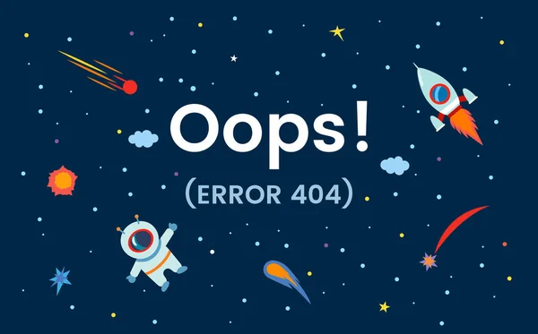 Espacio Con Las Estrellas Cosmonauta Cohete Error Del Sitio 404 — Vector de stock