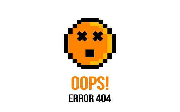 Pixel Sorridente Sconvolto Errore Del Sito 404 Pagina Non Trovata — Vettoriale Stock