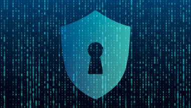 Siber güvenlik veri internet banner. Vektör çizim