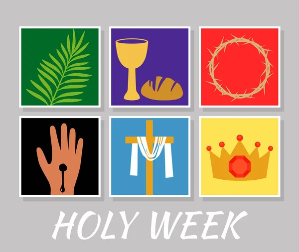 Christelijke Banner Heilige Week Met Een Collectie Iconen Jezus Christus — Stockvector