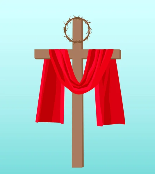 Bannière Chrétienne Semaine Sainte Avec Crucifixion Jésus Couronne Épines — Image vectorielle