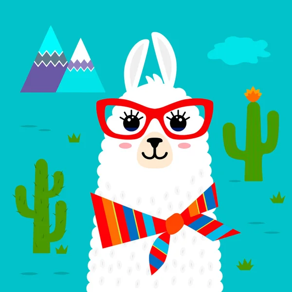 Patrón Divertido Hocico Llama Alpaca Para Imprimir Textil Camiseta Ilustración — Archivo Imágenes Vectoriales