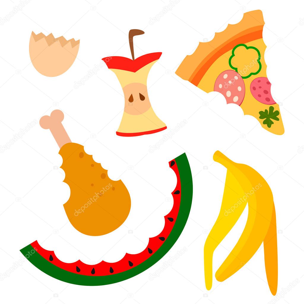 Disposal of waste organic food. The concept of ecological recycling and waste recycling. flat vector illustration
