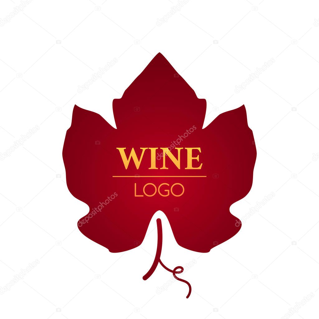 A grape leaf is a logo for the wine business. flat vector illustration
