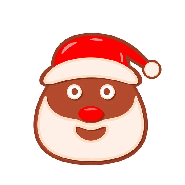 Cara de Papá Noel de jengibre navideño. vector plano — Archivo Imágenes Vectoriales