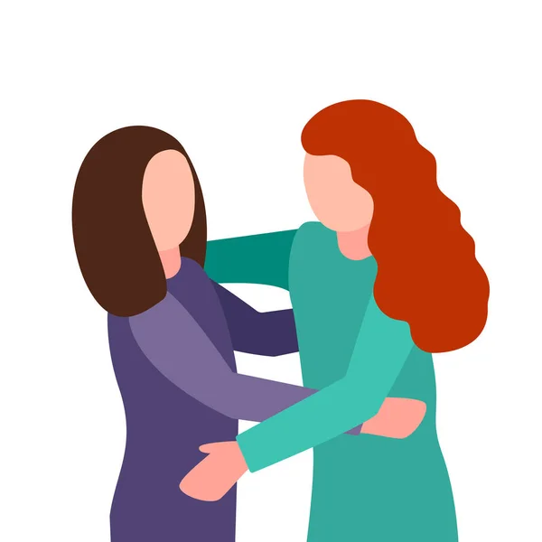 Νεαρές Γυναίκες Αγκαλιά Στη Συνεδρίαση Έννοια Του Φεμινισμού Γυναικεία Φιλία — Διανυσματικό Αρχείο