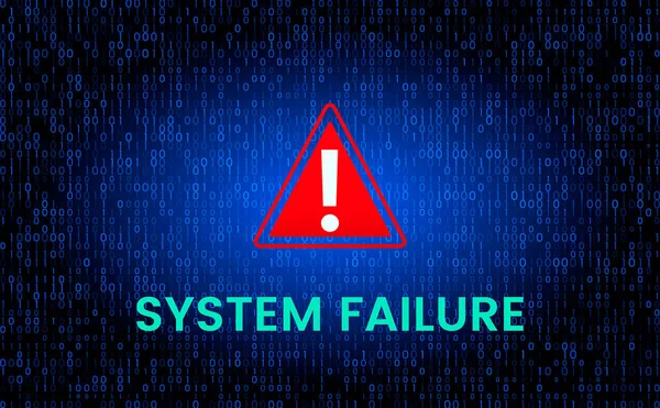 Message System Failure Background Binary Matrix Code Stream Screen Vector — Stock Vector