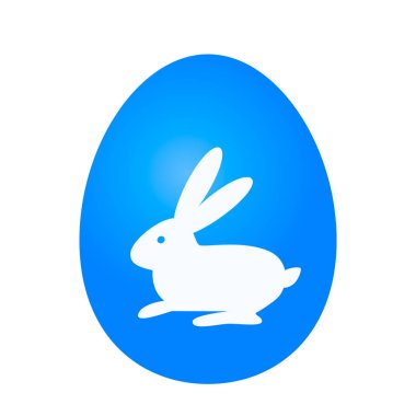 Paskalya yumurta Paskalya tavşanı orta siluet simge. Festival logosunu görmeniz gerekir. Beyaz arka plan üzerinde izole vektör çizim