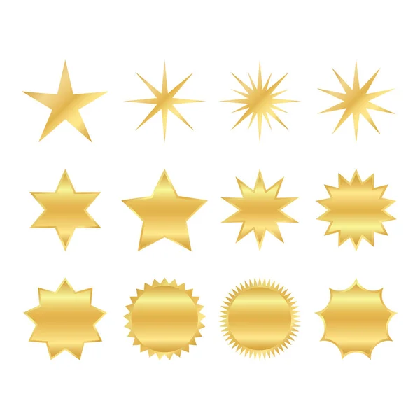 Набор модных форм ретро звезд. элементы дизайна солнечных вспышек. Золотой, блестящий луч фейерверка. Лучше всего продается стикер, ценник, знак качества . — стоковый вектор